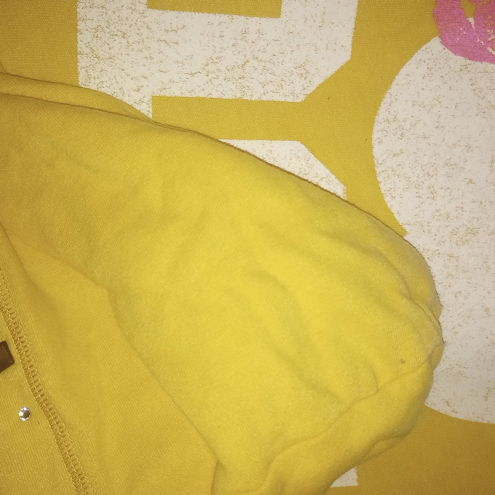 Victoria Secret Yellow Zip-Up Hoodie Graphic Size Large - Picture 5 of 10